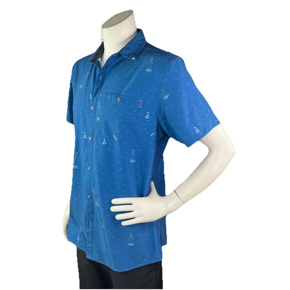 William Murray Mens M Golf Performance Button Down Shirt Sailboat Nautical - Picture 4 of 11